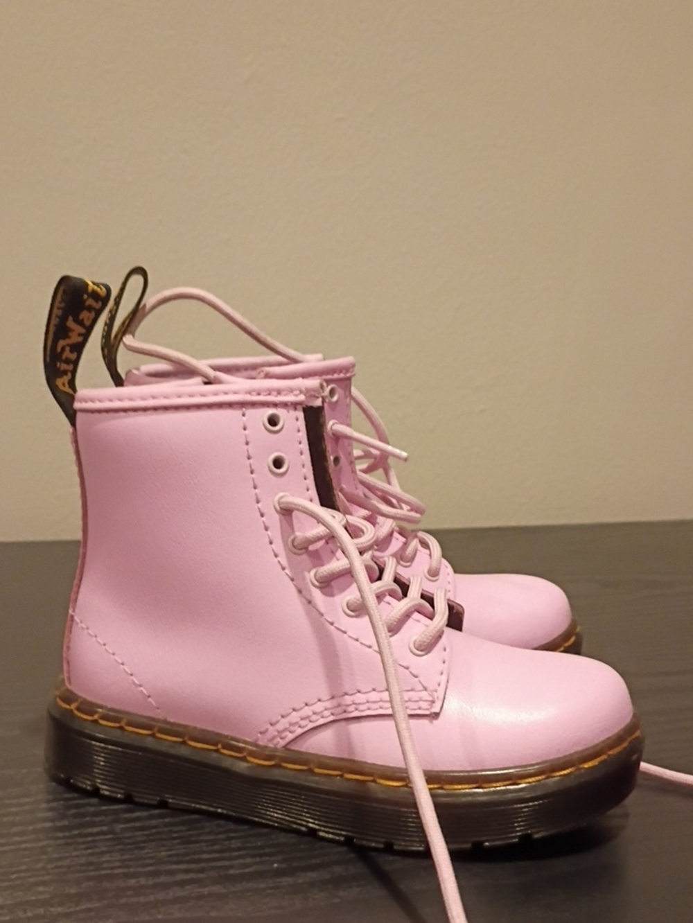 Dr. Martens Kids Light Pink Lace-Up Combat Boots